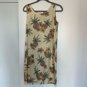 Two Palms Hawaii Tank Dress Golden Pineapple Cream Size M - EUC